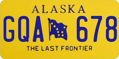 AK license plate GQA678