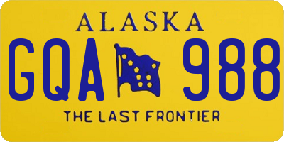 AK license plate GQA988