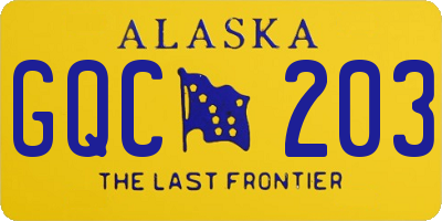 AK license plate GQC203