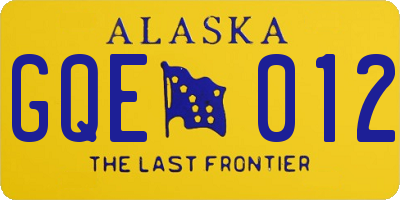 AK license plate GQE012