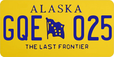 AK license plate GQE025
