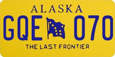 AK license plate GQE070