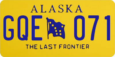AK license plate GQE071