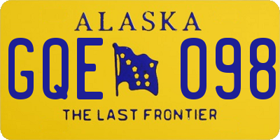 AK license plate GQE098
