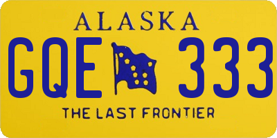 AK license plate GQE333