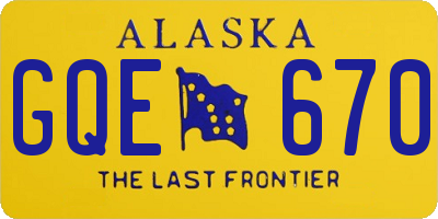 AK license plate GQE670