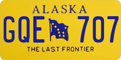 AK license plate GQE707