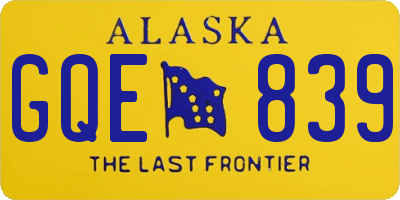 AK license plate GQE839