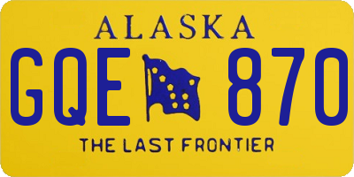 AK license plate GQE870