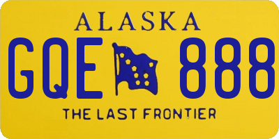 AK license plate GQE888