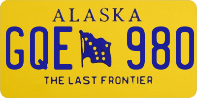 AK license plate GQE980