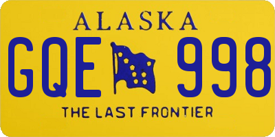 AK license plate GQE998