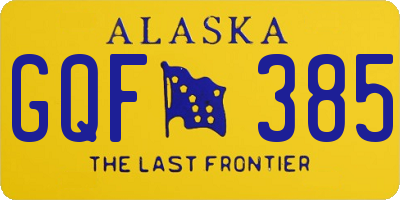 AK license plate GQF385
