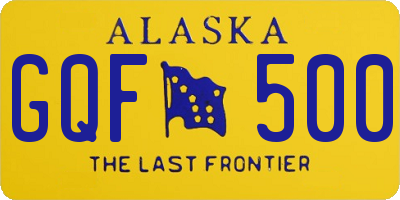 AK license plate GQF500