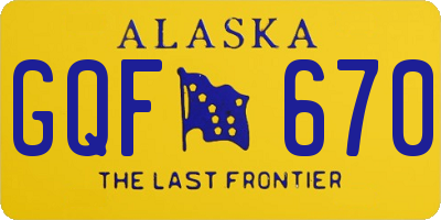 AK license plate GQF670