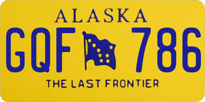 AK license plate GQF786
