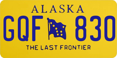 AK license plate GQF830
