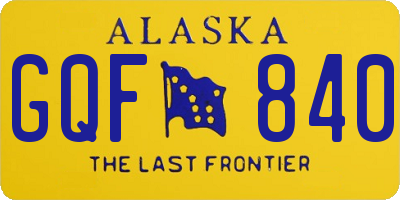 AK license plate GQF840