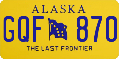 AK license plate GQF870