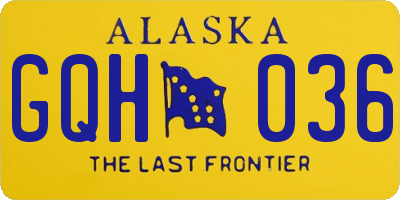AK license plate GQH036
