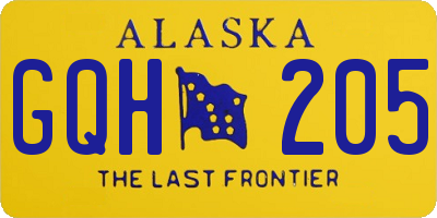 AK license plate GQH205