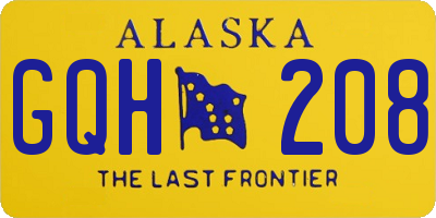 AK license plate GQH208