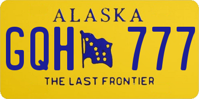 AK license plate GQH777