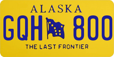 AK license plate GQH800