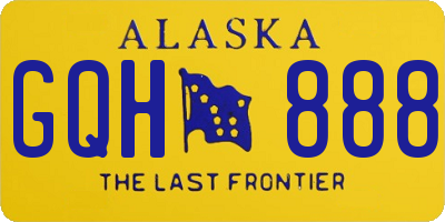 AK license plate GQH888