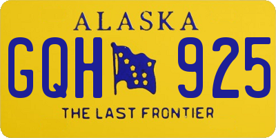 AK license plate GQH925