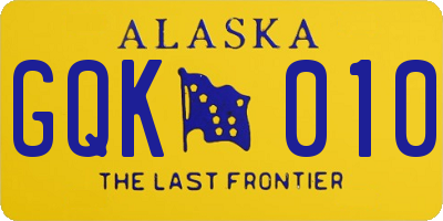 AK license plate GQK010