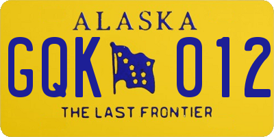 AK license plate GQK012