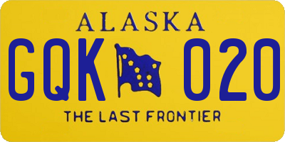 AK license plate GQK020