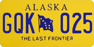 AK license plate GQK025