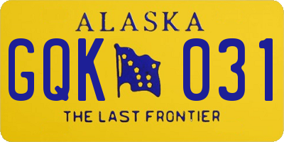 AK license plate GQK031
