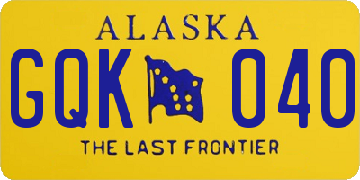 AK license plate GQK040