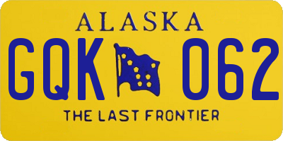 AK license plate GQK062