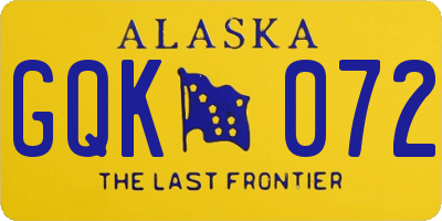 AK license plate GQK072