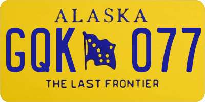 AK license plate GQK077