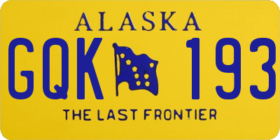AK license plate GQK193