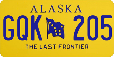 AK license plate GQK205