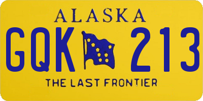AK license plate GQK213