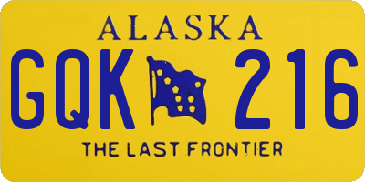 AK license plate GQK216