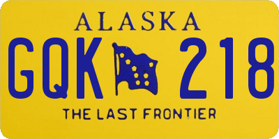 AK license plate GQK218