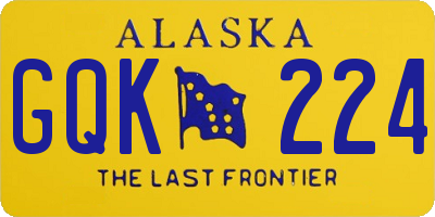 AK license plate GQK224