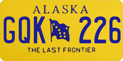 AK license plate GQK226
