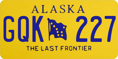 AK license plate GQK227