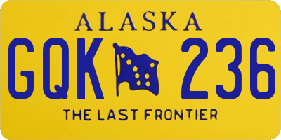 AK license plate GQK236