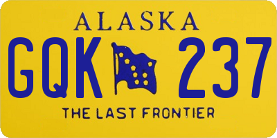 AK license plate GQK237