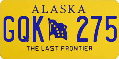 AK license plate GQK275